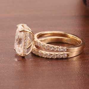 3 CT Radiant Cut Moissanite Engagement Diamond Ring Bridal Set Gift For Her Wedding Band Promise Ring,Radiant cut bridal ring set for her image 2