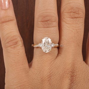 Twisted Oval Lab Grown Ring, Oval CVD Diamond Engagement Ring, Twisted Engagement Ring, Promise Ring, 10K Yellow Gold Ring For Women Gift image 6