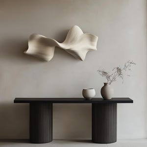 3D Wood Wall Art Sculpture: Minimalist Wave Design, Organic Modern Decor