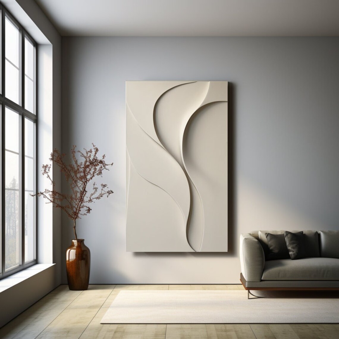 Beige Vertical Wall Art Textured Art Board Minimalist Home Decor Etsy