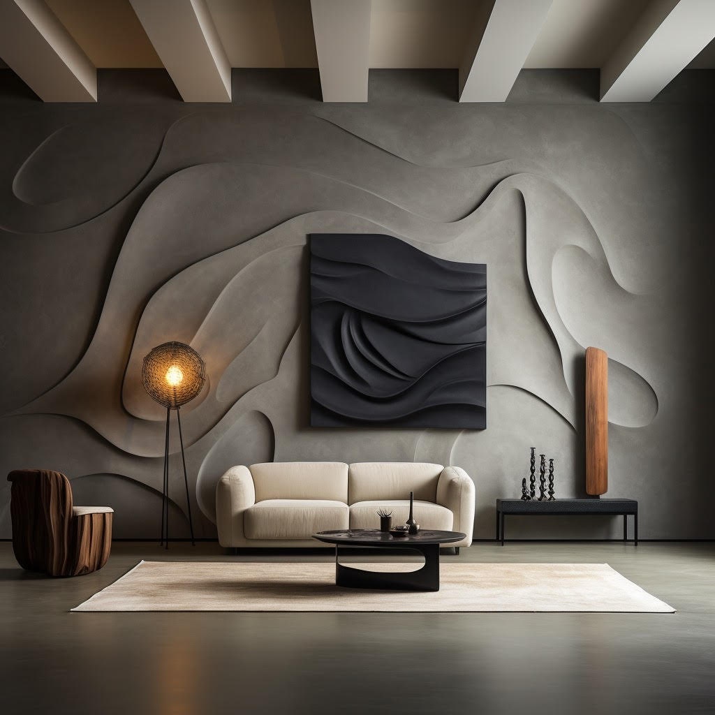Picture of New Art Deco Dark Decorative Wall Art Textured Board Minimalist Modern ...