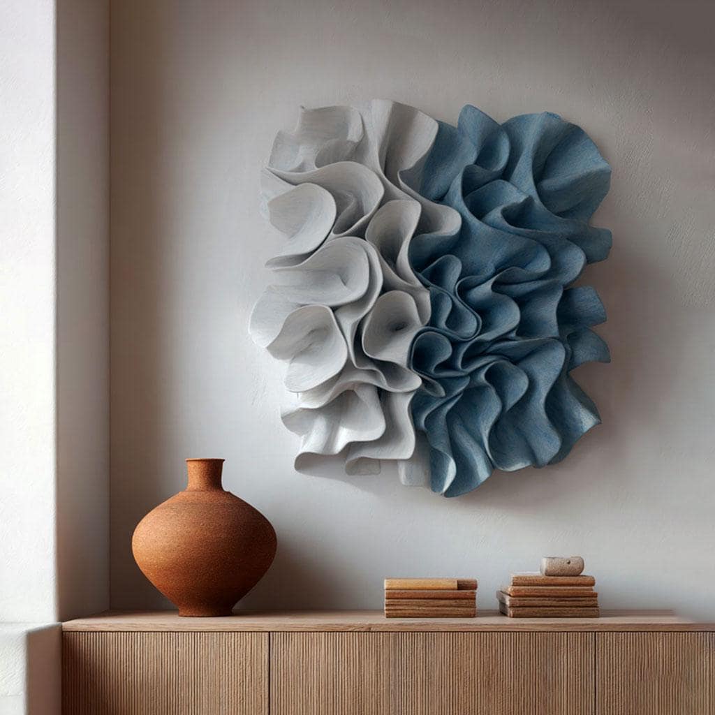Handmade Leather Ruffle Wall Sculpture: Japandi 3D Abstract Art - Etsy