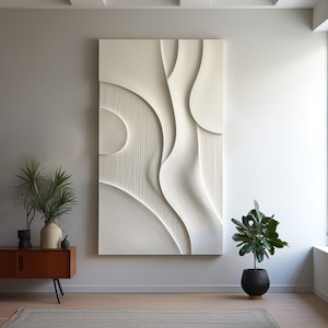 extra large vertical room decor- modern minimalist wall art- textured