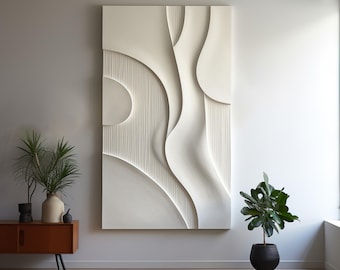 extra large vertical room decor- modern minimalist wall art- textured