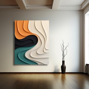 Colorful abstract carved oil painting wall- textured- wall decor