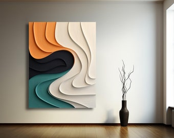 Colorful abstract carved oil painting wall- textured- wall decor