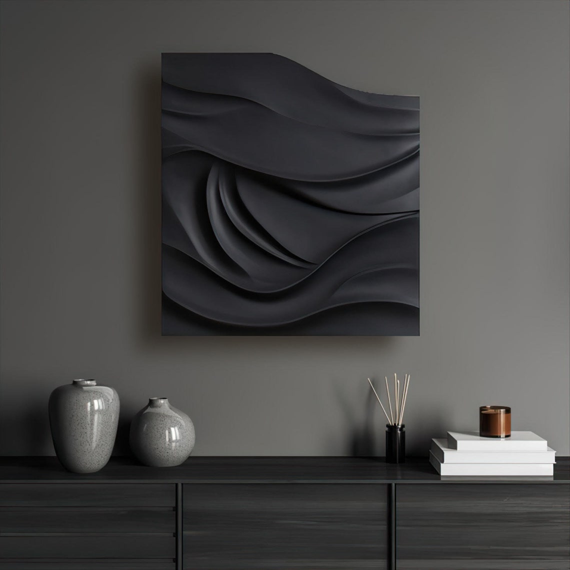 Picture of New Art Deco Dark Decorative Wall Art Textured Board Minimalist Modern ...