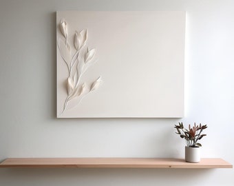 Pure white flower style wall art- textured board- home decor