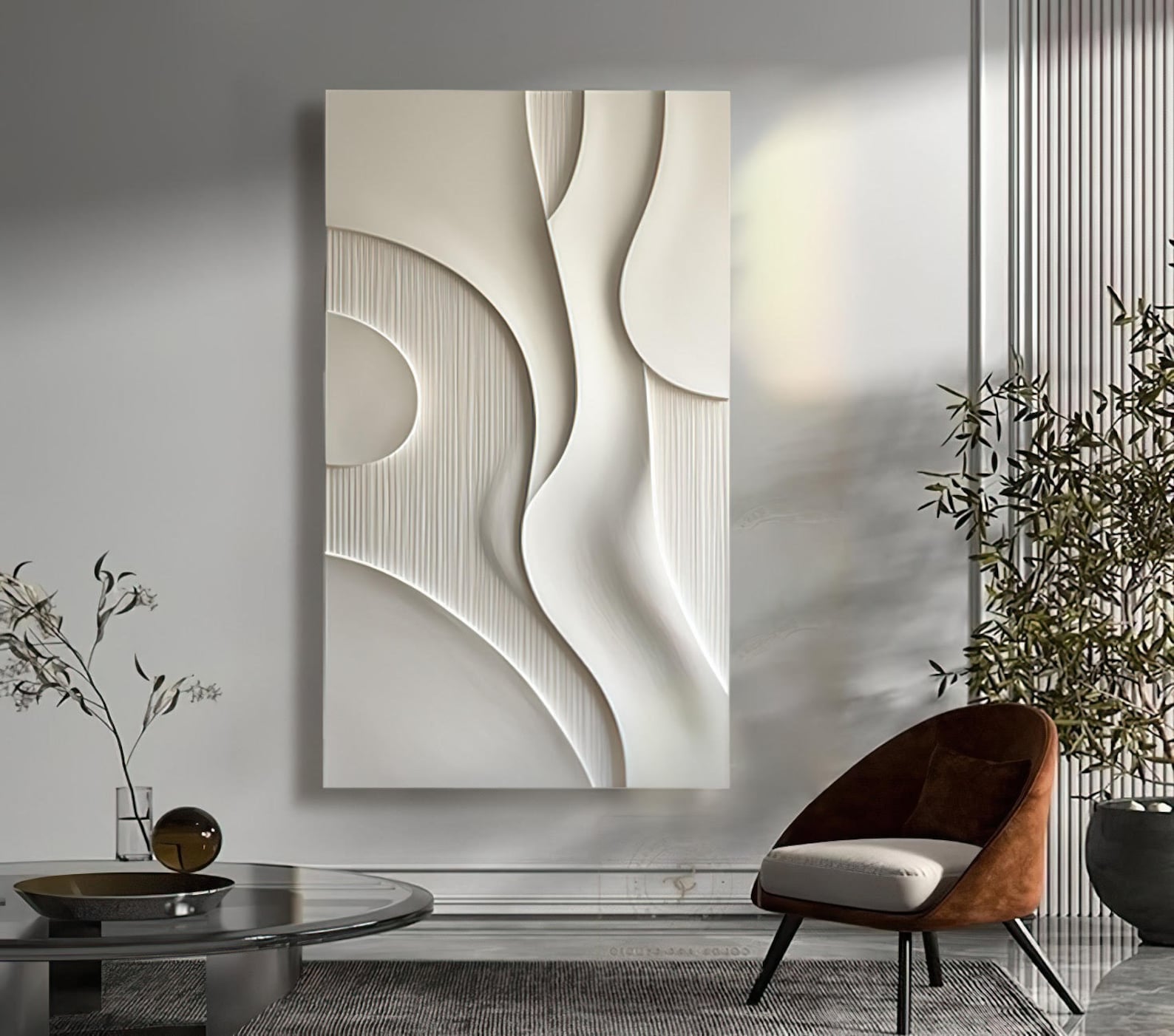 Extra Large Vertical Room Decor- Modern Minimalist Wall Art- Textured ...