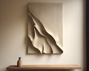 Textured Beige Wood Wall Art: Modern 3D Sculpture