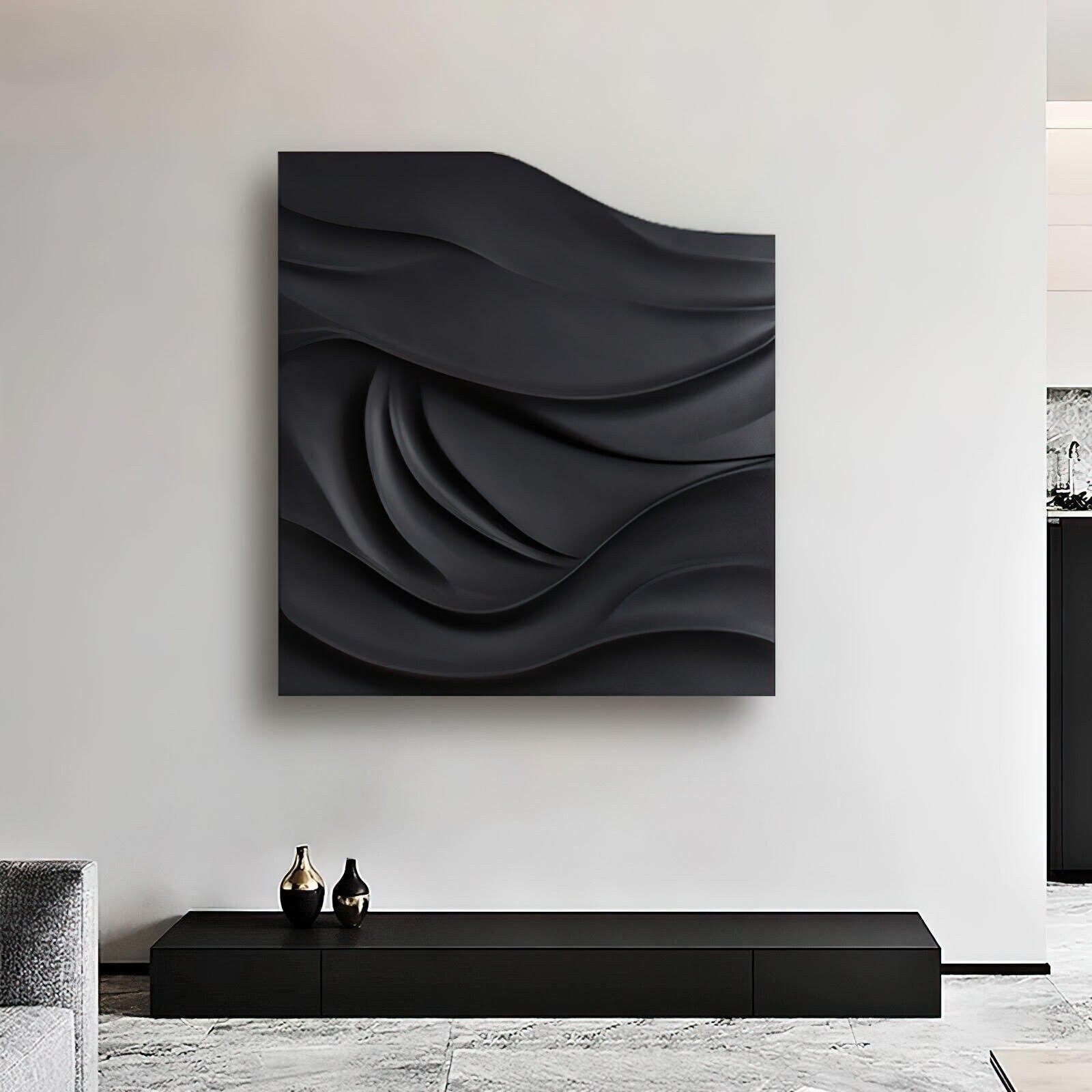 New Art Deco Dark Decorative Wall Art Textured Board Minimalist Modern ...