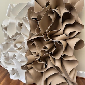 Handmade Leather Ruffle Wall Sculpture: Japandi 3D Abstract Art - Etsy