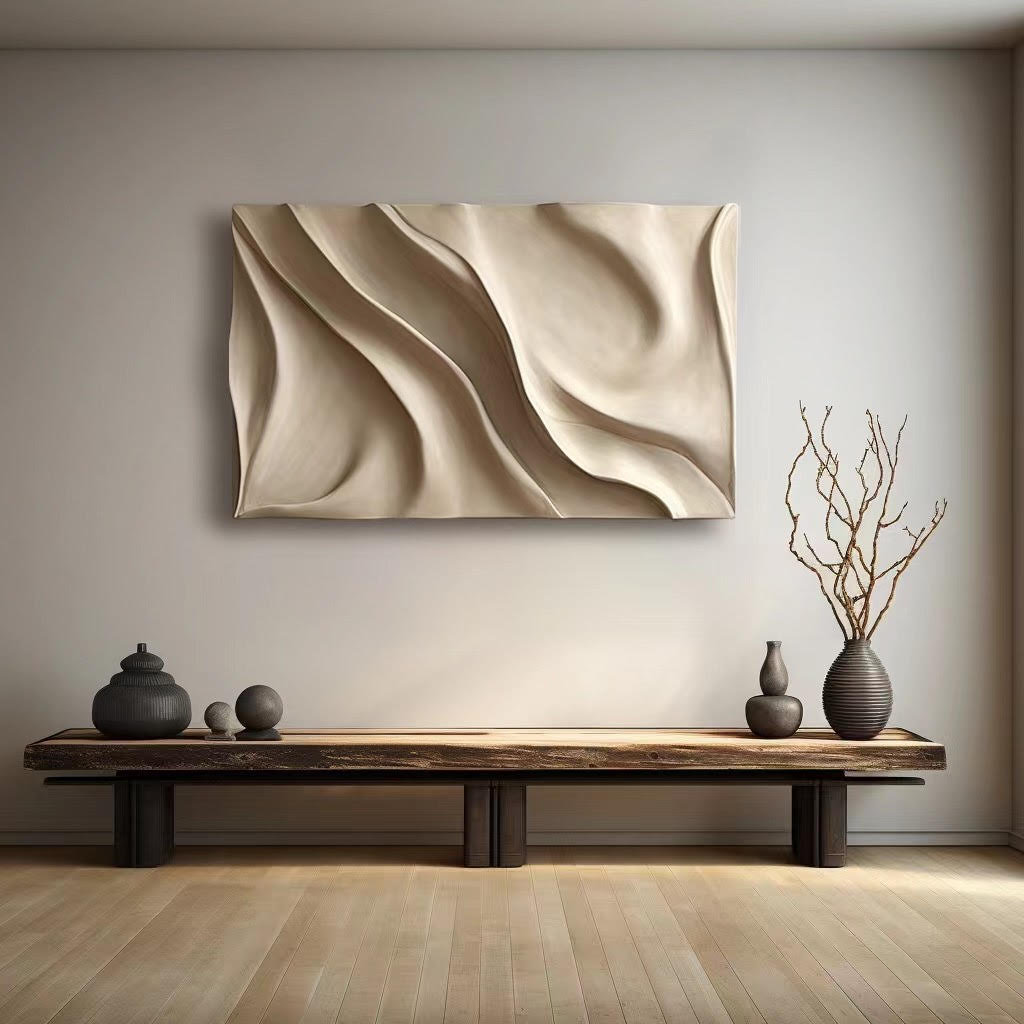 Minimalist textured wall decor- 3d vision board- wood carving
