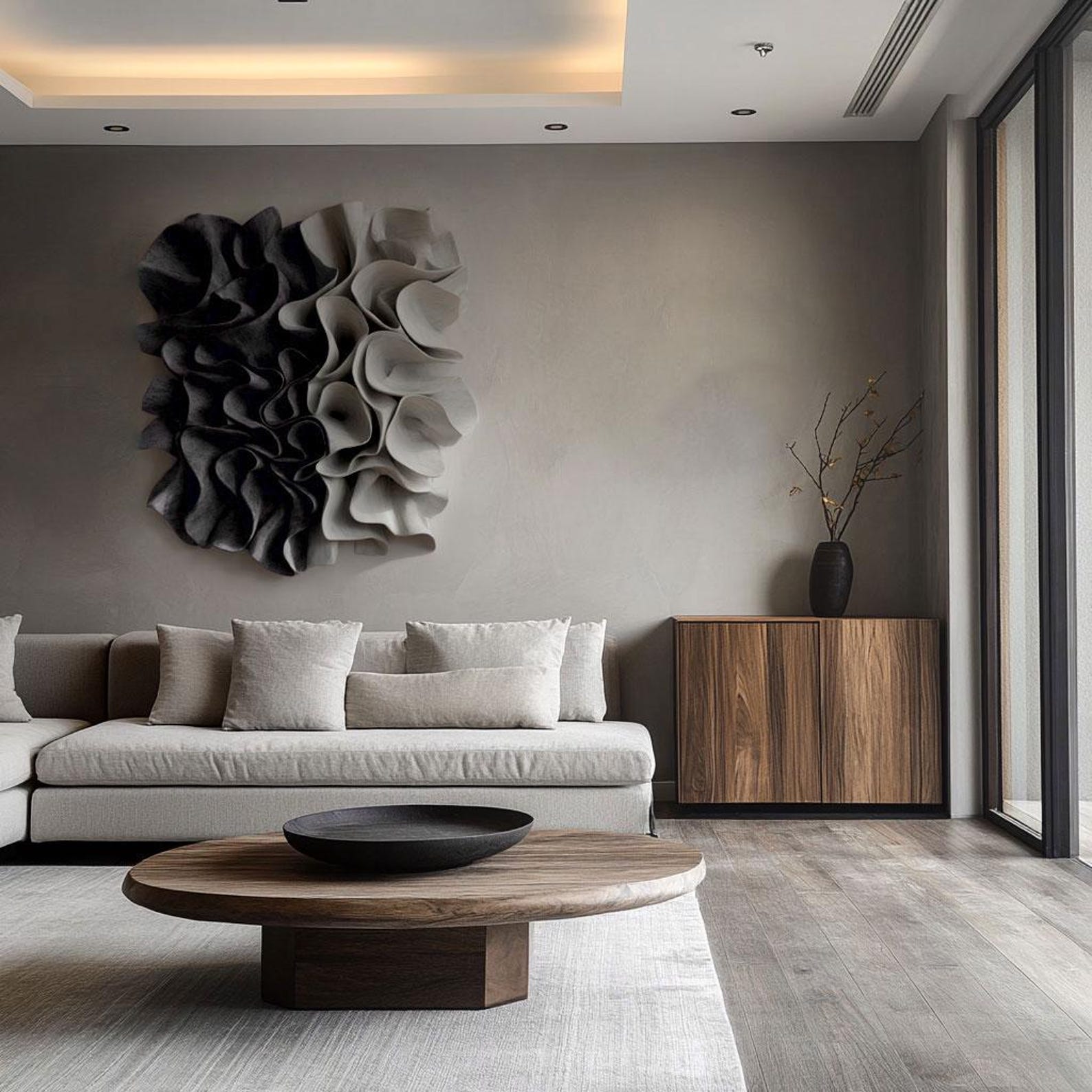 Handmade Leather Ruffle Wall Sculpture: Japandi 3D Abstract Art - Etsy