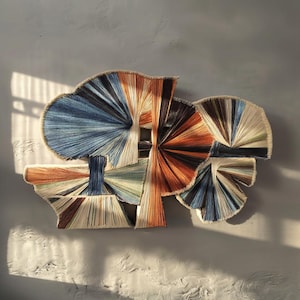 Tapiz de pared de lana tejida a mano: Tapiz de arte de fibra bohemio