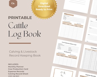 Cattle Breeding Log Book Calving & Livestock Record Keeping Book