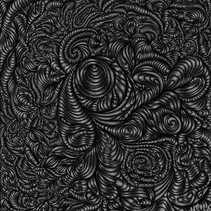 May include: Abstract black and white drawing with swirling lines and patterns.