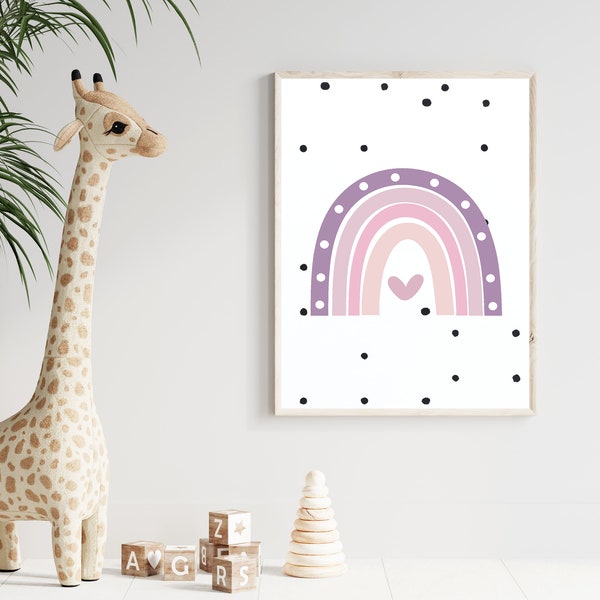 Boho Rainbow Polka Dot Print Digital Art Bedrooms Walls Download