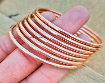 Pure Copper Bangle, Set Of 7 Solid Copper Bangle, Set of 7 PCs, Handmade Bangle, Pure Handmade, Copper Jewelry, Women Bangles, Everyday Use