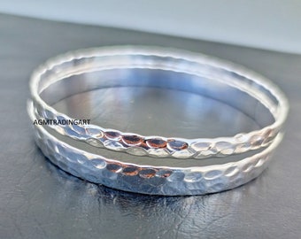 Bracelet jonc en argent sterling 925 massif* Bracelets sertis* Bracelet design Hemmard* Bracelet jonc empilable* Bracelet jonc 7 jours* Bracelet pour femme* Bijoux-cadeau*