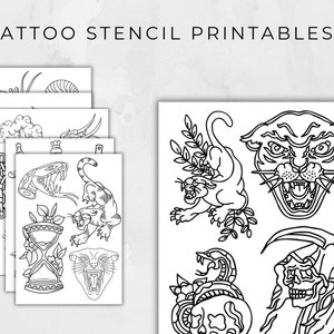 10 Printable Tattoo Stencil Pages Transform Ideas Into Easy Stencils - Etsy