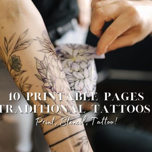 Tattoo Stencil | Instant Download: 10 Printable Tattoo Pages | Tatto Apprentice Practice Sheet
