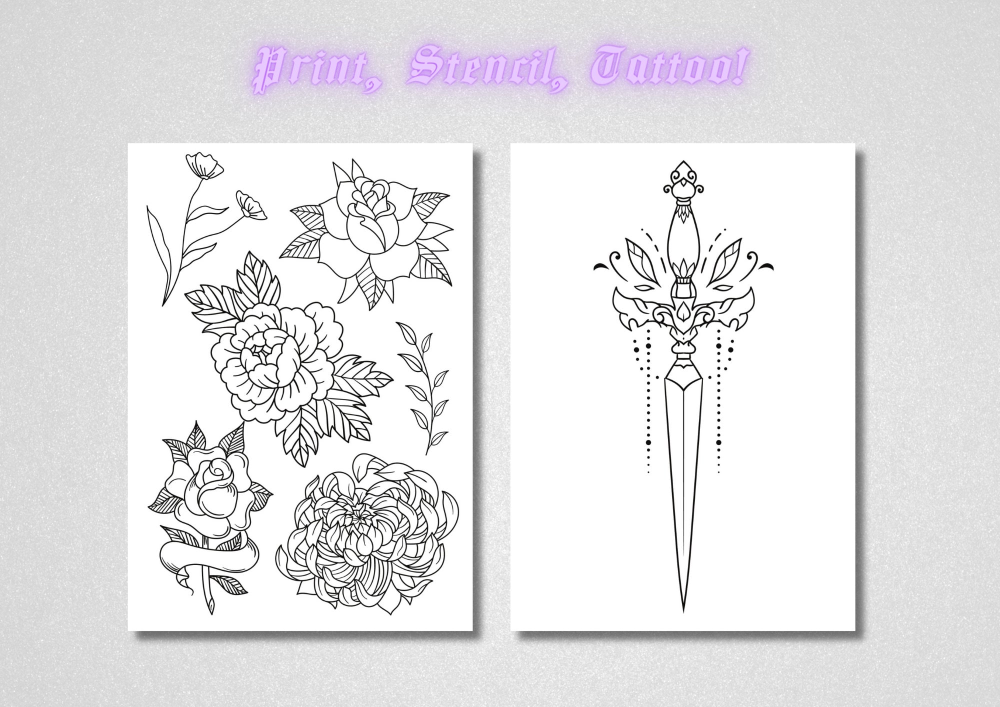 tattoo-stencil-instant-download-10-printable-tattoo-pages-tatto-apprentice-practice-sheet-etsy
