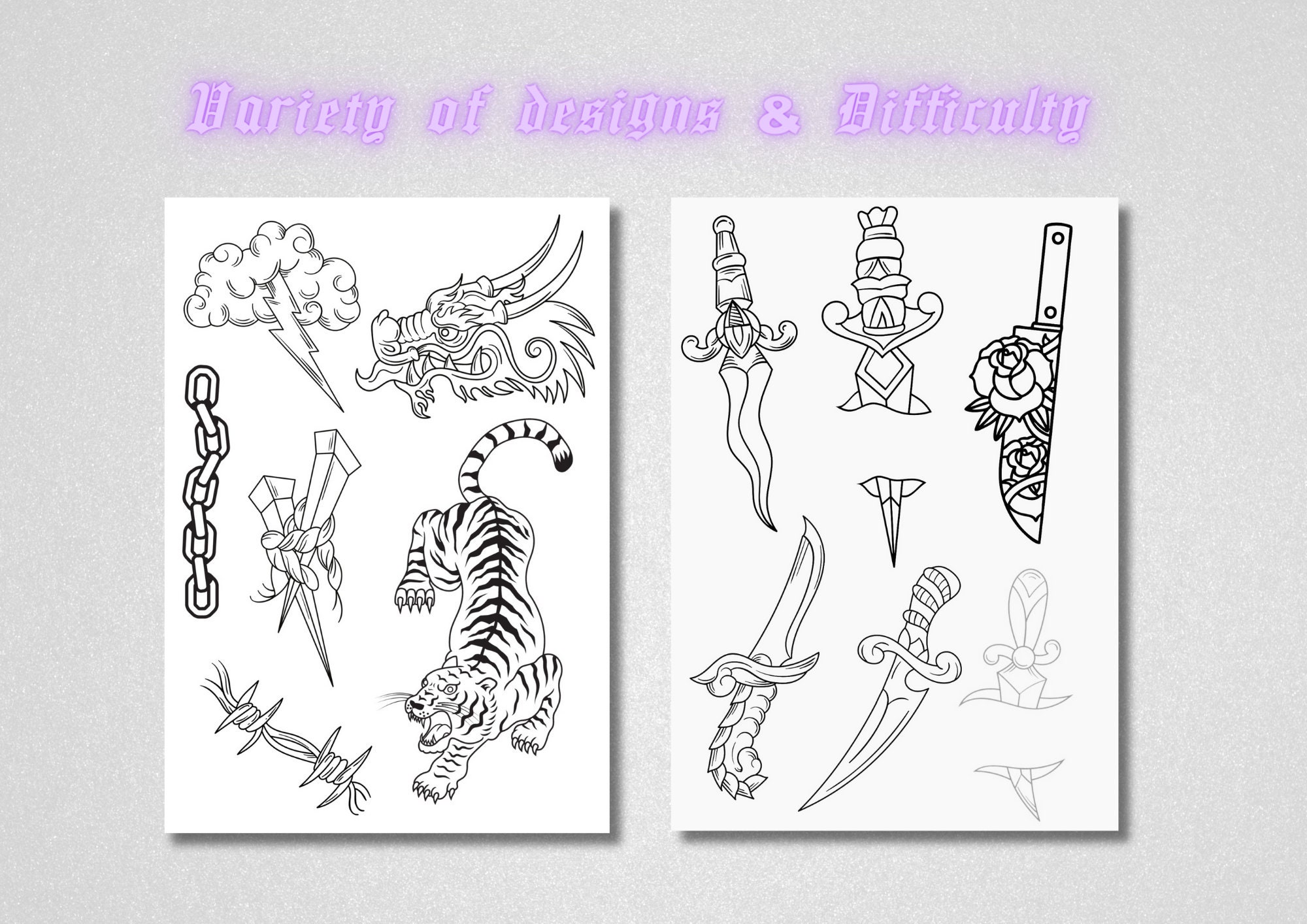 tattoo-stencil-instant-download-10-printable-tattoo-pages-tatto-apprentice-practice-sheet-etsy