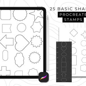 25 Procreate Shape Stamps | Essential Geometric Stamps for Digital Artists & Designers