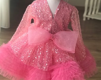 Pink Baby Girl Dress | 2-9 Age | Pink Tulle Dress | First Birthday Dress | Handmade Customized Designer Dress