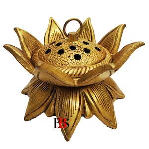 Dhoop Dani Brass Lotus Disinge, Brass Dhoop Dani Incense Burner, Dhoop Holder Brass, DhoopDani, Lotus Dhoop Dani ,Gift Item, Home Decor