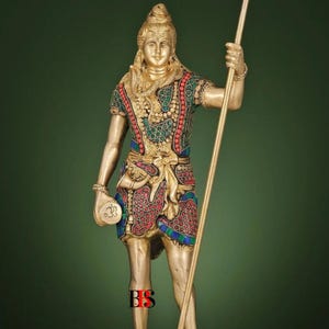 Big Shiva Brass Statue, Home Decor Gift, Indian Brass Art, Brass God Idol, Brass Sculpture, 18&quot; inch Brass Standing Shiva Statue Home Decor