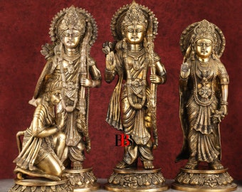 Big Ram Darbar Brass Statue, Indian Brass Art, Brass Ram Darbar God Idol, Brass Sculpture Figurine, Large Ram Darbar, Gift item, Home Decor