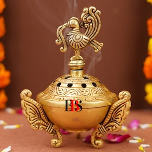 Dhoop Dani Brass Peacock Holder Incense Burner, Brass Dhoop Dani Peacock Holder, DhoopDani Antique Dhoop Stick Holder, Gift Item, Home Decor
