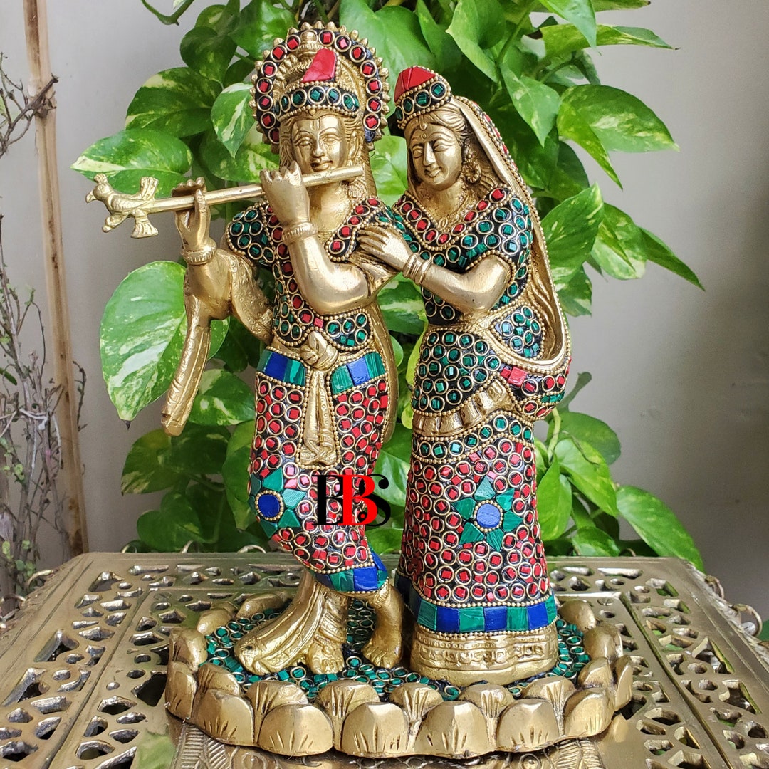 Brass Radha Krishna Statue Radha Krishna Brass Statue Radha Etsy