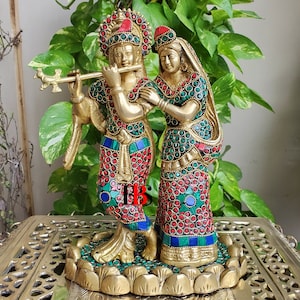 Radha Krishna Brass Statue, Brass Radha Krishna Statue, Lord Radha Krishna Statue, Large Radha Krishna, Radha Krishna, Gift Item, Home Decor