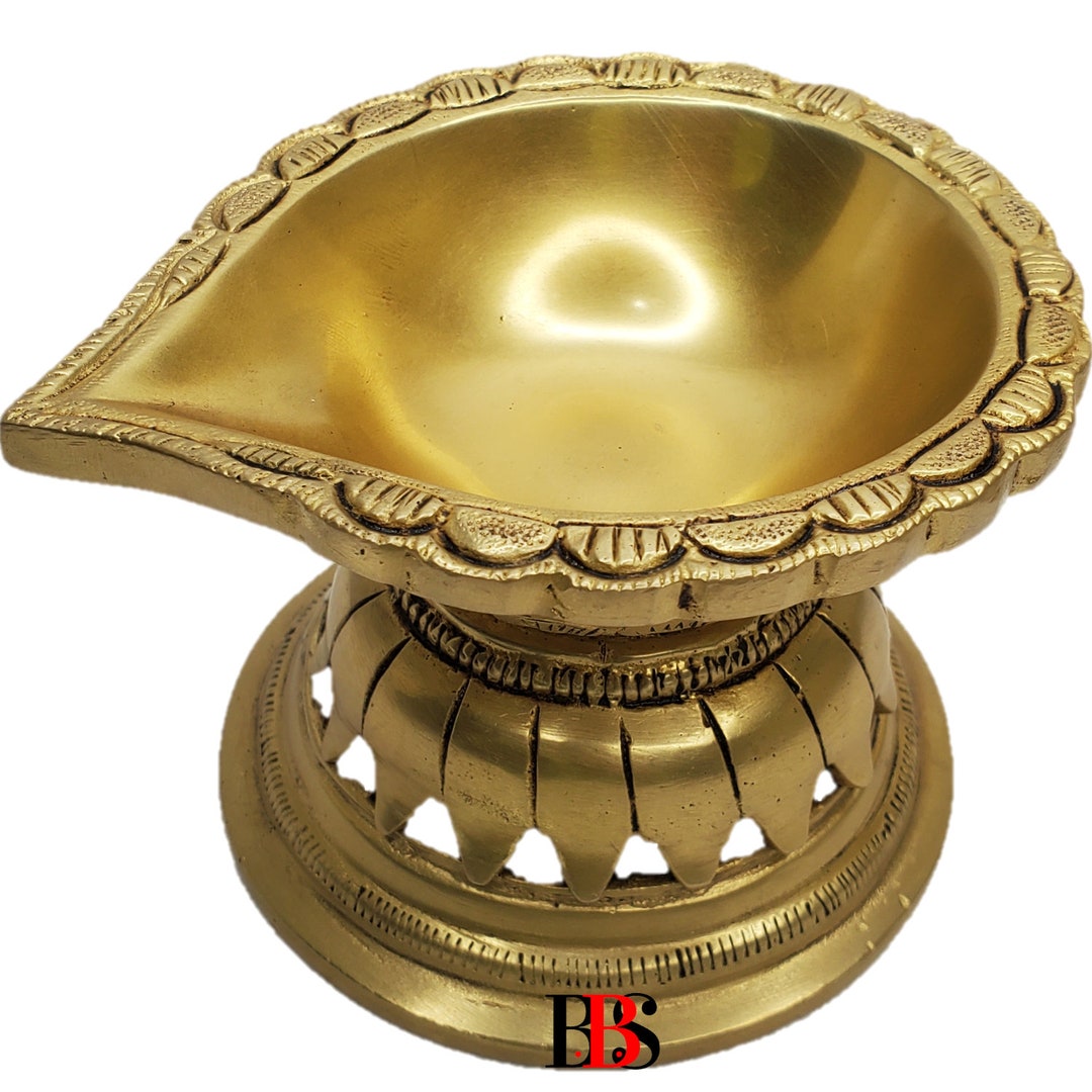 Diya Brass Oil Lamp Size of Big Deepak Large Size Diya Oil Etsy