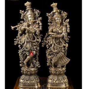 Radha Krishna Brass Statue, Large Radha Krishna Statue, Radha And Krishna Brass Statue, Gift Item, Radha Krishna Home Living Room Decoration