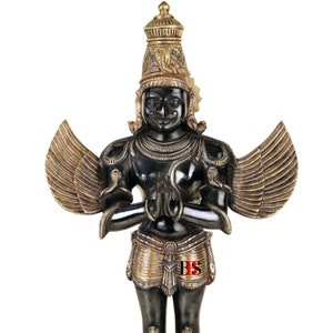 Brass Garuda Statue Vishnu&#39;s Vehicle Eagle Bird Murti, Handmade Garuda Brass Statue, Garuda Dev Standing, Garuda Idol, Showpiece, Home Decor