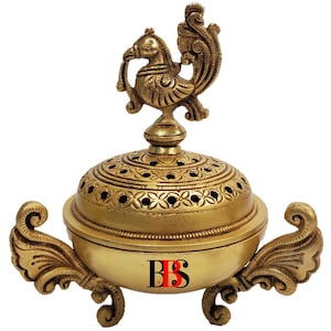 Dhoop Dani Brass Peacock Holder Incense Burner, Brass Dhoop Dani Peacock Holder, DhoopDani Antique Dhoop Stick Holder, Gift Item, Home Decor