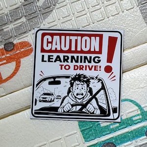 Precaución: Aprendiendo a conducir - Imán para coche, regalo divertido para conductores noveles, pegatina para estudiantes de conducción, para niño.
