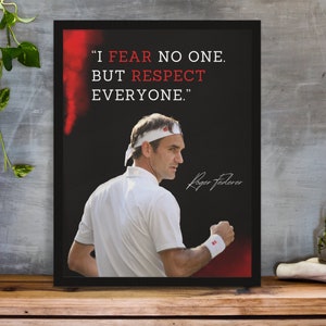 Roger Federer Poster Motivational Poster Federer Inspirational Poster with Quote