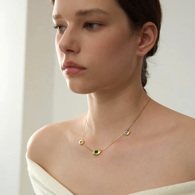 2-Piece 18K Gold-Plated Necklace with Zircon Accents