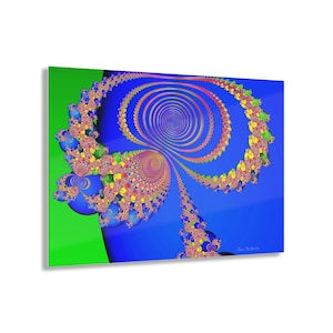 Fibonacci Spiral Fractal Acrylic Print: Psychedelic Boho Wall Art