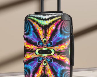 Fractal Mandala Suitcase: Colorful Psychedelic Luggage