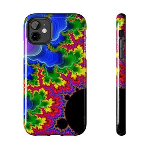 Psychedelic Fractal Tough Phone Cases, colorful happy fun phone boho, trippy phone protector, bright pretty phone case, Mandelbrot, dmt, lsd