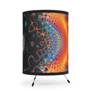 Lampshade, Psychedelic Fractal Print, Fun & Vibrant Light Projection, Mandala Design, Meditation Lamp, Beautiful Home Decor, Gift for Art