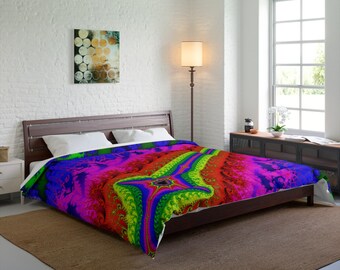 Edredón, Espada, Fractal, Psicodélico, Ropa de cama, Cálido, Alucinante, Decoración bohemia, Meditar, Feliz, Colores vibrantes, Viaje espiritual, Divertido, Brillante