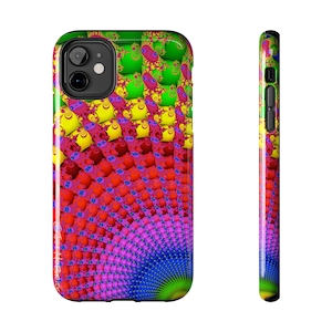 Psychedelic Fractal Tough Phone Cases, colorful happy sun phone red, trippy phone protector, bright pretty phone case, Mandelbrot, dmt, lsd
