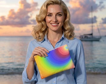 Rainbow Spiral Accessory Pouch | Colorful Makeup Bag